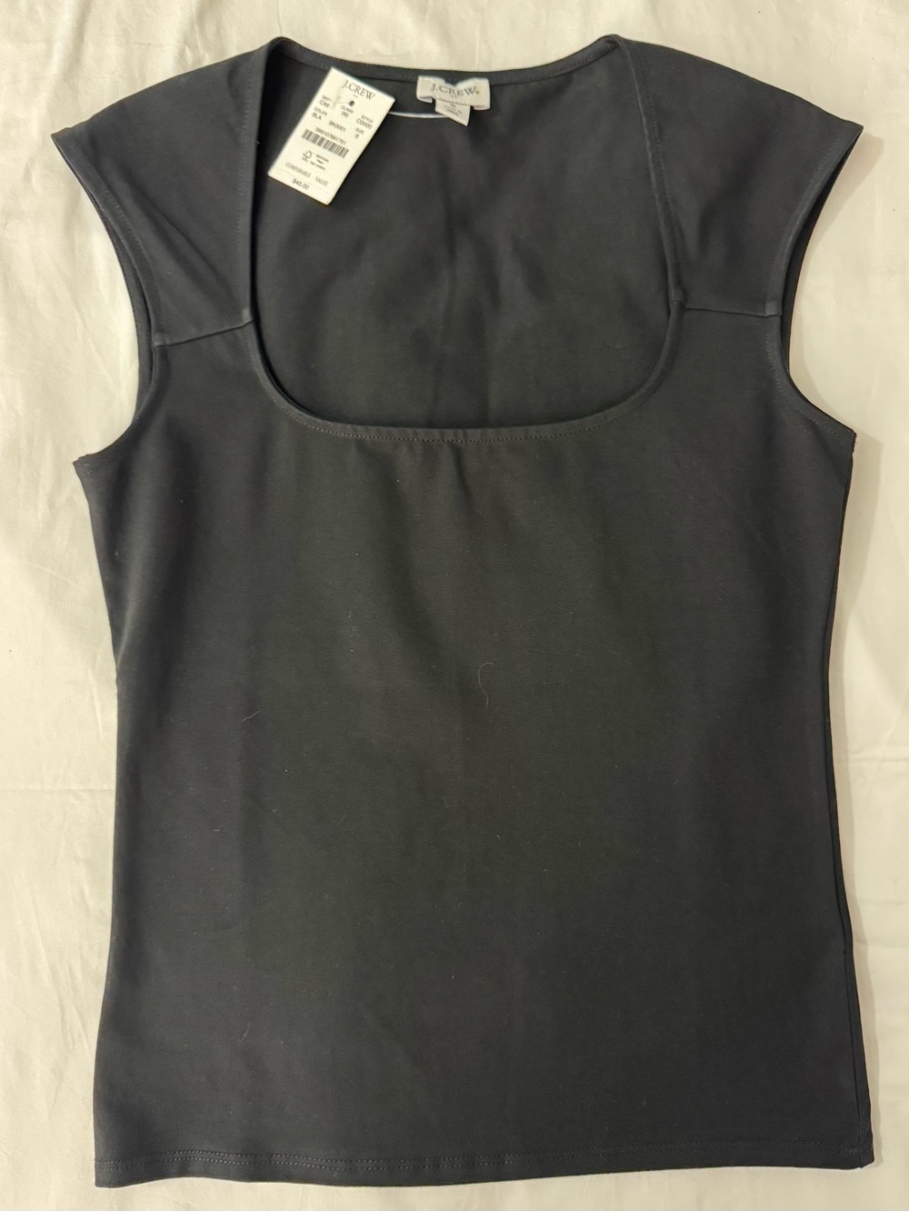 J.CREW~ Black * NWT ~Cap Sleeve Stretch Square Neck Top~ Size Small